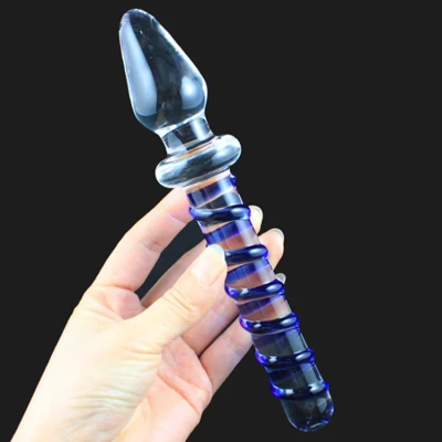 Dispositivo de masturbación vaginal Anal para adultos, palo de masaje con hielo y fuego de cristal femenino de doble estimulación, productos sexuales para adultos